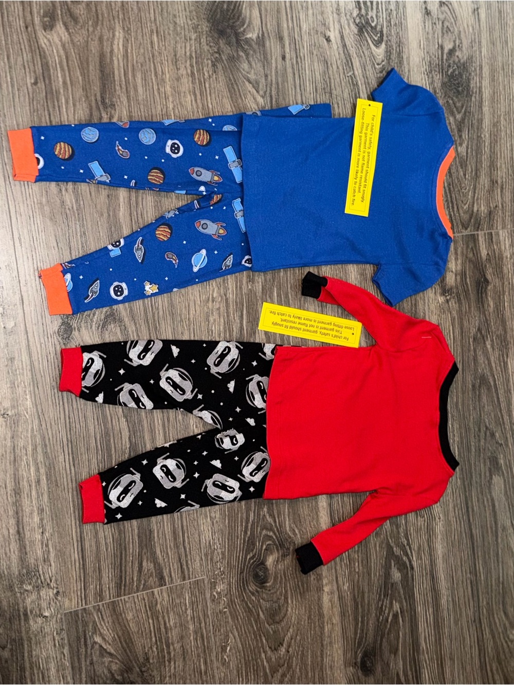 Kids 2-Pack Footed Pajama Set - Blue Space & Red Rocket Mix